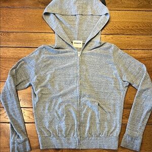 Monrow Heather Gray Zip-Up Hoodie